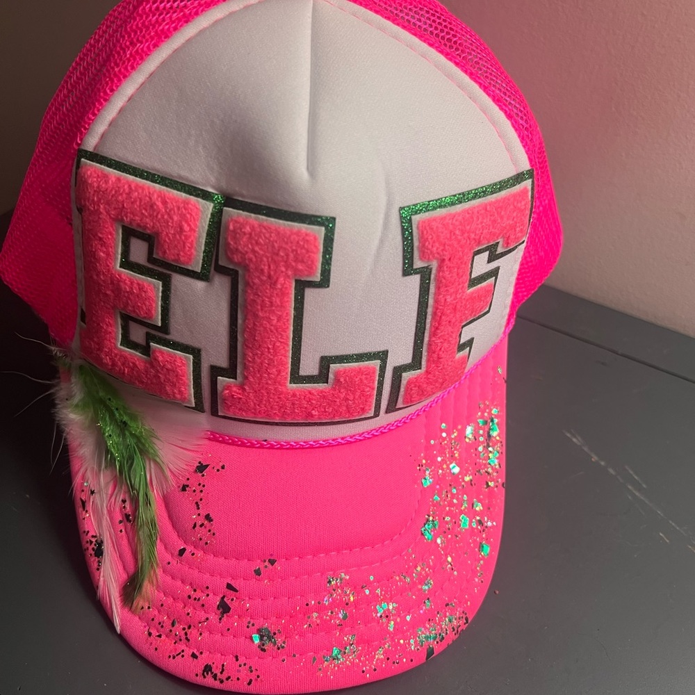 Judith March Neon Pink Trucker Hat custom design new with tags